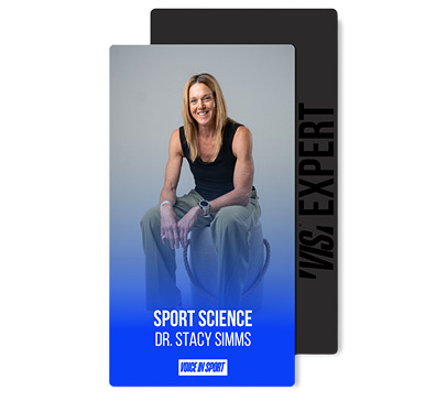 A VIS Expert card for Dr. Stacy Simms, Sport Science